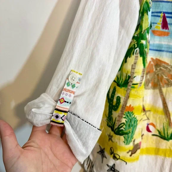 John Mark White Button-Down Top Colorful Beach Vacation Dog Resort Wear Print XL - Picture 4 of 15